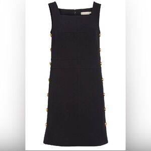 Tory Burch Millie Sleeveless Shift Dress with GoldButtons